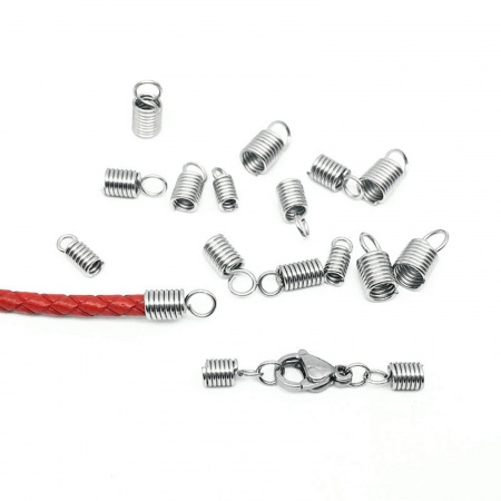 304 Acero Inoxidable Tapa Final Resorte Chapado en Oro (Ajusta 2.5mm Cuerda) 10mm x 4mm, 10 Unidades