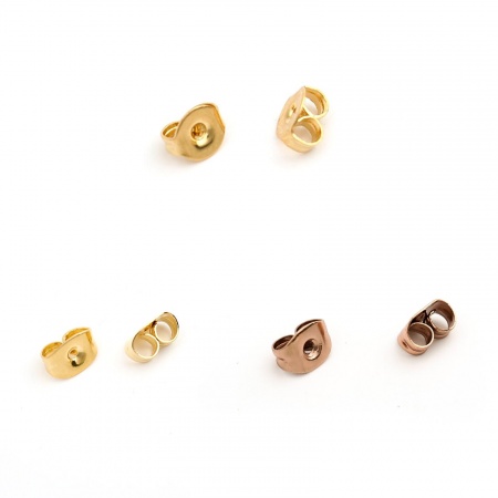 Immagine di 304 Acciaio Inossidabile Orecchino Indietro Tappi Farfalla Oro Placcato 5mm x 4mm, 50 Pz