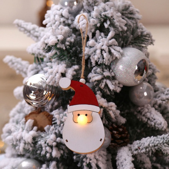 Picture of Hanging Decoration Christmas Snowman Black & White LED Light Up 9.5cm x 7.5cm, 1 Piece