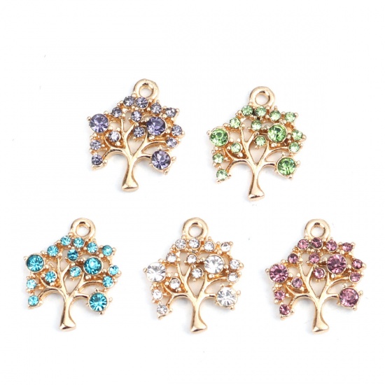 Picture of Zinc Based Alloy Charms Tree Rhinestone 