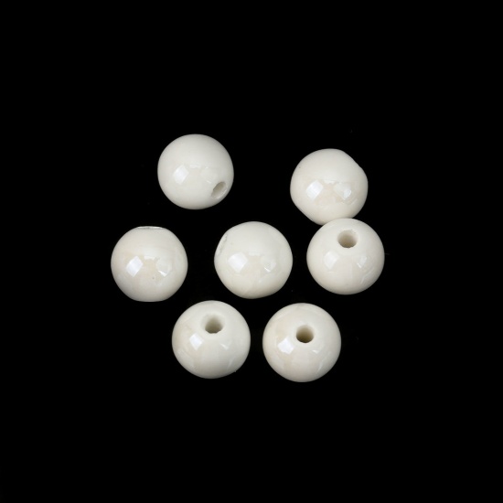Image de Perles en Céramique Rond Saphir 10mm Dia, Taille de Trou: 2.3mm, 30 Pcs