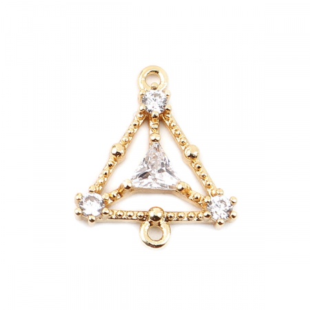 Brass Connectors Triangle Filled Hollow Clear Rhinestone