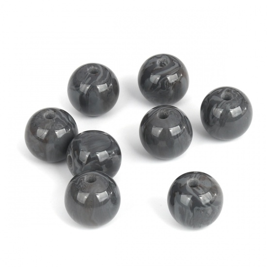 Picture of Resin Spacer Beads Round Black About 16mm Dia, Hole: Approx 3.3mm, 20 PCs