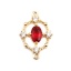 Picture of Brass Connectors Oval 18K Gold Filled Hollow Red Rhinestone 18mm x 12mm, 2 PCs