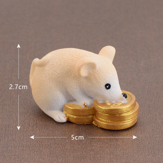 Picture of Gray - style32 Chinese Mouse Year Lucky Yellow Money Fortune Cute Mouse Ornaments Rich Mice Small Statue Figurine Crafts Cute Animal Deco