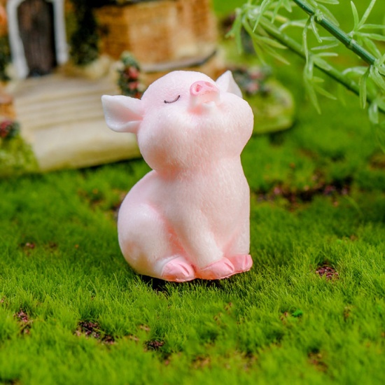 飾り 豚 ピンク 37mm x 30mm, 1 個 の画像