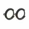 Picture of Brass Ear Clips Earrings Gunmetal Round W/ Loop Black Cubic Zirconia 16mm x 14mm, Post/ Wire Size: (18 gauge), 1 Pair