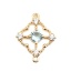 Picture of Brass Connectors Four Leaf Clover 18K Gold Filled Hollow Light Blue Rhinestone 17mm x 14mm, 2 PCs