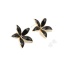 Immagine di Ottone Smalto Orecchini a Perno 18K Vero Oro Placcato Nero Fiore W/ Loop 23mm x 22mm, Dimensione di Posta / Cavo: (21 misura), 2 Pz