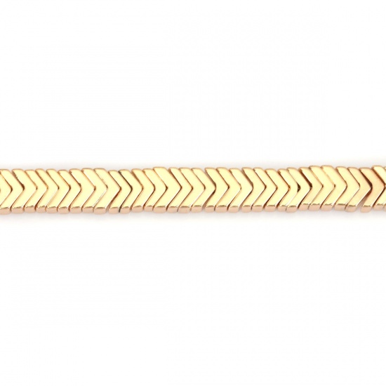 Immagine di (Grado B) Ematite ( Naturale ) Perline A Forma di V Argento Come 6mm x 4mm, Foro:circa 0.7mm, 41.5cm L unghezza, 1 Filo (Corca 222 Pz/ Sfilza)