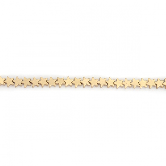 Immagine di (Grado B) Ematite ( Naturale ) Perline Stella a Cinque Punte Bianco Sporco Matte Come 4mm x 4mm, Foro:circa 0.5mm, 42cm - 41.5cm L unghezza, 1 Filo (Corca 120 Pz/ Sfilza)