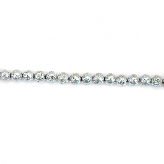 Bild von (Klasse B) Hämatit ( Natur ) Perlen Rund Hellblau & Grün Fleck ca. 12mm-13mm D., Loch:ca. 1.2mm, 39.5cm - 39cm lang, 1 Strang (ca. 32 Stück/Strang)
