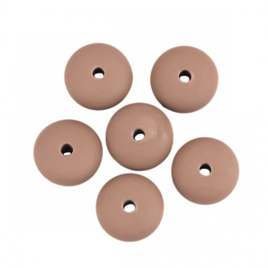 Picture of Resin Spacer Beads Flat Round Sage Green Rubberized About 21mm Dia, Hole: Approx 3.5mm, 20 PCs