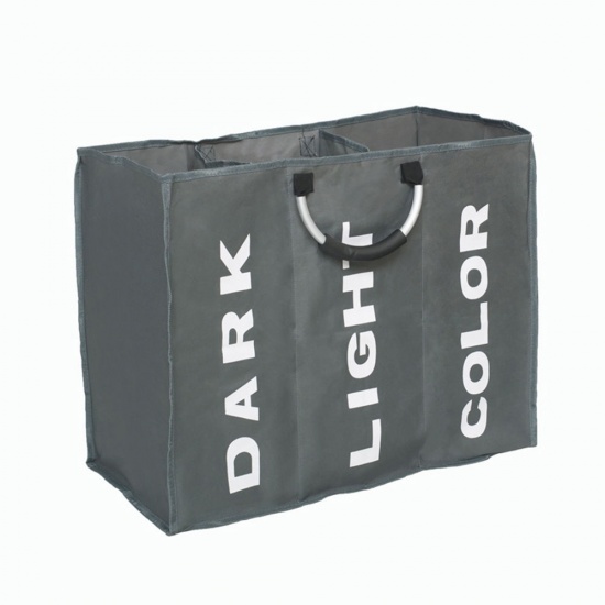 Picture of Oxford Fabric Clothes Laundry Basket Bag Dark Gray Foldable 60cm x 49cm, 1 Piece