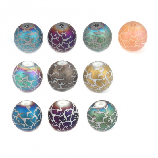 Picture of Glass Beads Round Translucent Crack AB Color About 10mm Dia, Hole: Approx 1.4mm, 20 PCs