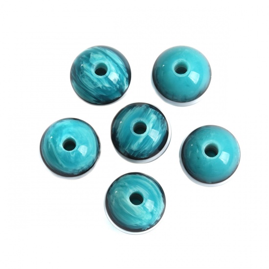 Picture of Resin Spacer Beads Round Light Pink Stripe Pattern About 15mm Dia, Hole: Approx 3.3mm, 10 PCs