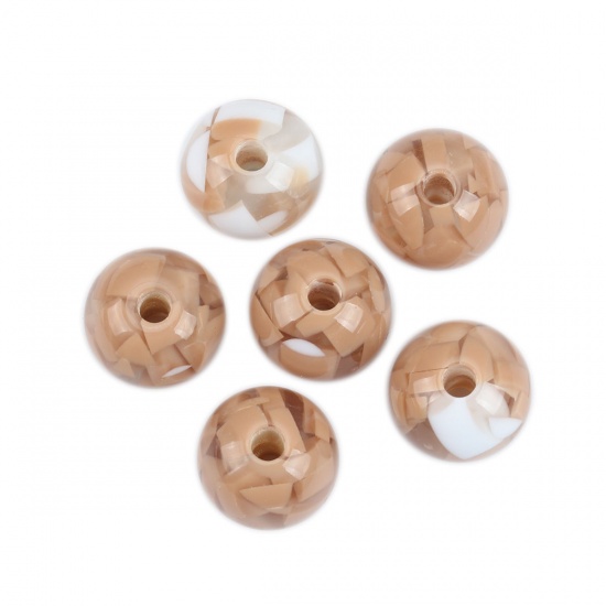 Picture of Resin Spacer Beads Round White & Blue About 15mm Dia, Hole: Approx 3.4mm, 10 PCs