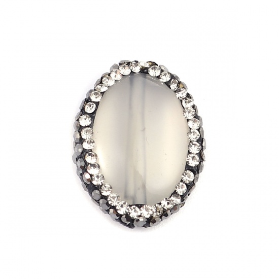 Picture of Agate Beads Oval & Clear Rhinestone 