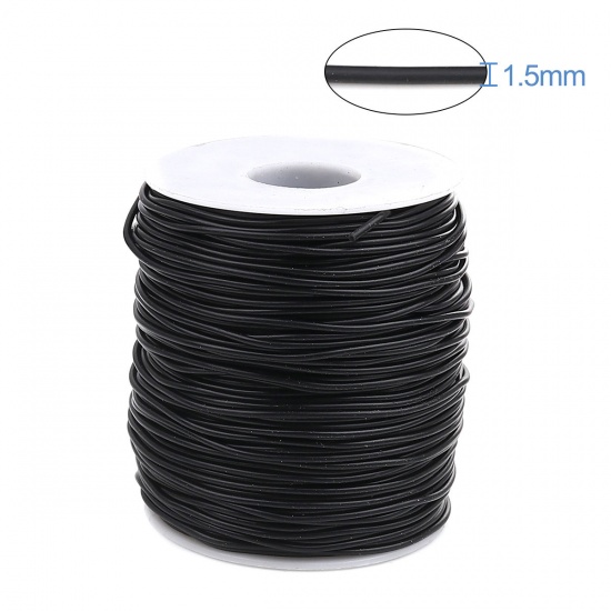 Picture of Rubber Jewelry Hollow Pipe Tube Cord Black 1.5mm, 1 Roll (Approx 100 M/Roll)