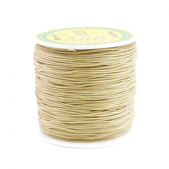 Picture of Polyester Jewelry Thread Cord For Buddha/Mala/Prayer Beads Light Khaki 0.8mm, 1 Roll (Approx 85 M/Roll)