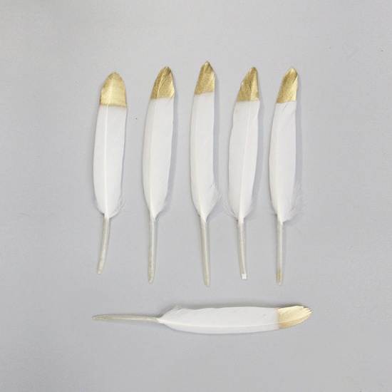 Image de Doré - 2 pièces / sac 25-30 cm de long belle pulvérisation plume d'oie d'or bricolage bijoux accessoires décoratifs