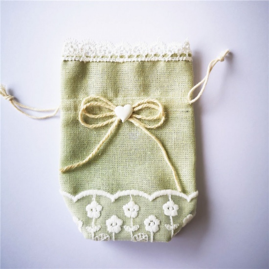 Immagine di White - Fabric Drawstring Bags Rectangle，2 Pcs