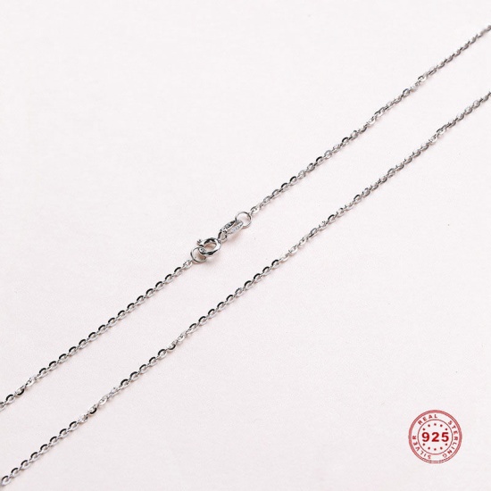 Picture of Sterling Silver Link Chain Necklace Silver Color 45cm(17 6/8") long, Chain Size: 1mm, 1 Piece