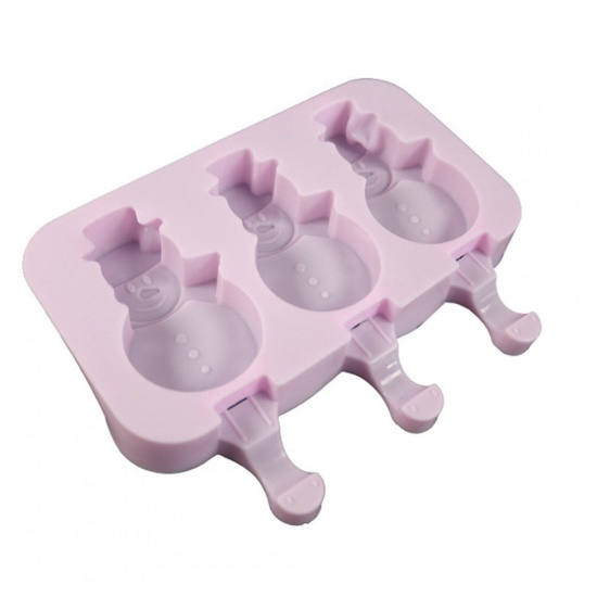 Picture of At Random - Snowman Food Silicone Mold DIY Homemade Cartoon Ice Maker Mould With Cover