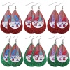 Изображение PU Leather Double Layer Earrings Dark Red Drop Christmas Santa Claus Glitter 1 Pair