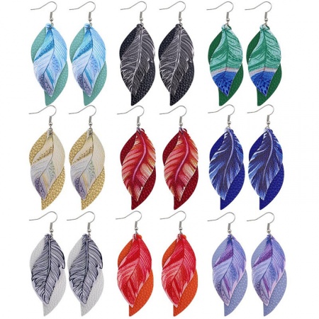 Earrings Multicolor Feather 1 Pair