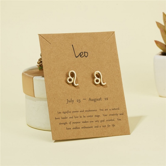 Imagen de Greeting Card Jewelry Ear Post Stud Earrings Gold Plated Capricornus Sign Of Zodiac Constellations 1 Pair