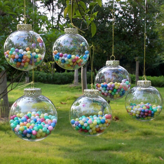 Immagine di Poly Ethylene Christmas Hanging Decoration Ball Transparent Clear 8cm Dia, 1 Piece