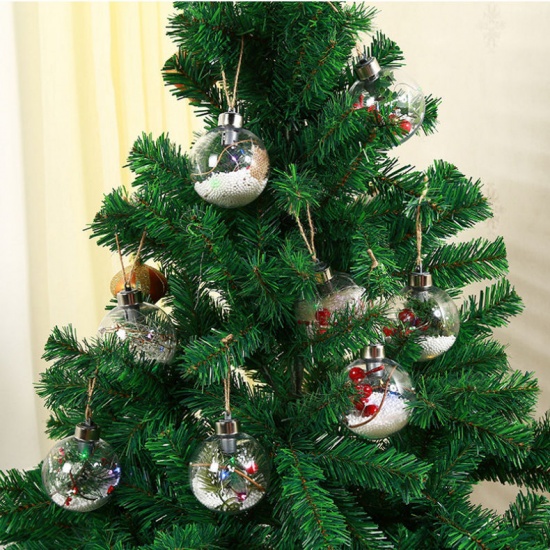 Immagine di Poly Ethylene Christmas Hanging Decoration Ball Transparent Clear 8cm Dia, 1 Piece