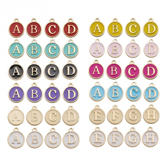 Picture of Zinc Based Alloy Charms Mixed Multicolor Initial Alphabet/ Capital Letter Enamel