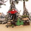 Bild von Holz Weihnachten Hänge Dekoration Grün Geschenkbox Auto 8.5cm x 7.5cm, 1 Stück