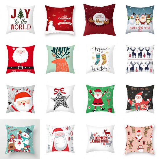 Picture of Fabric Christmas Pillow Cases Mixed Color Square 45cm x 45cm, 1 Piece
