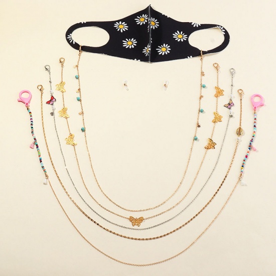 Bild von Gesichtsmaske und Brille Halsband Lariat Halskette Vergoldet Bunt 80.6cm lang, 1 Strang