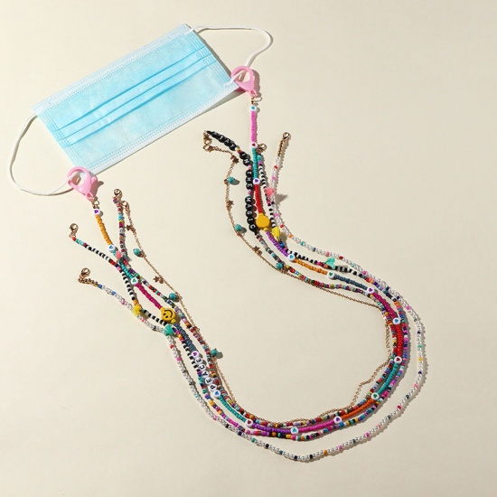 Immagine di Face Mask And Glasses Neck Strap Lariat Lanyard Necklace Round Smile Multicolor 72cm long, 1 Piece