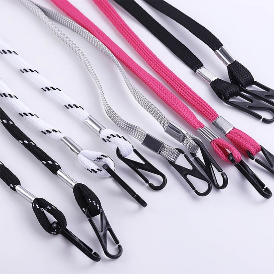 Immagine di Face Mask And Glasses Neck Strap Lariat Lanyard Necklace Black 35cm long, 1 Packet（5 Pcs/Packet）