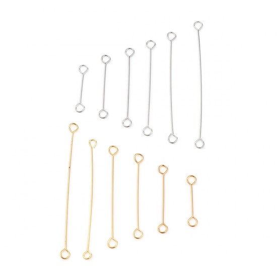 Immagine di Iron Based Alloy Eye Eye Pins Gold Plated 20mm( 6/8") long, 0.4mm 1 Packet (Approx 50 PCs/Packet)
