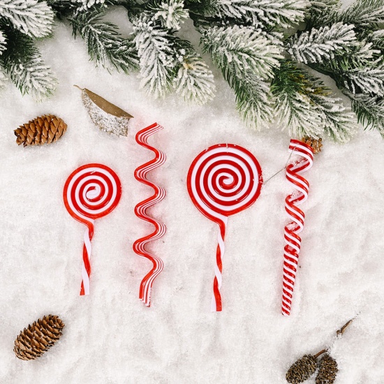 Picture of Plastic Christmas Hanging Decoration White & Red Lollipop 16cm x 7.5cm, 1 Piece