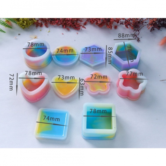 Immagine di Silicone Resin Mold For Jewelry Making Plum Blossom White 77mm x 77mm 72mm x 72mm, 1 Set