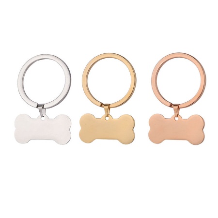 Stainless Steel Pet Memorial Keychain & Keyring Bone Blank Stamping Tags 46mm x 31mm, 1 Piece