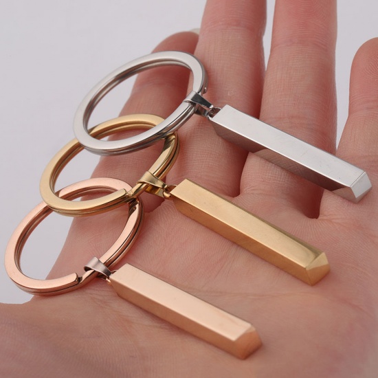 Picture of Stainless Steel Blank Stamping Tags Keychain & Keyring Multicolor Rectangle Cuboid 74mm x 30mm
