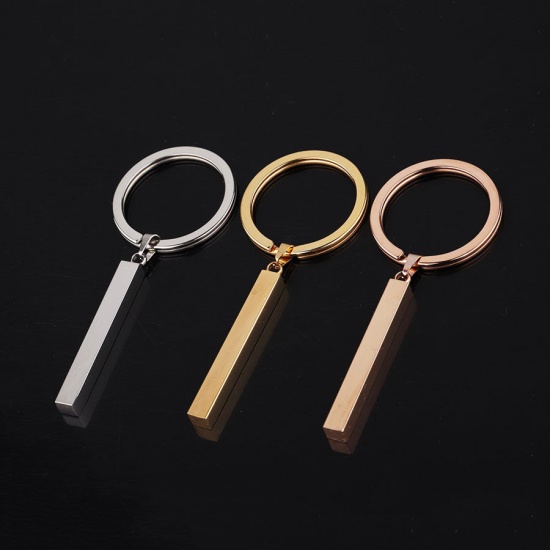 Picture of Stainless Steel Blank Stamping Tags Keychain & Keyring Multicolor Rectangle Cuboid 74mm x 30mm