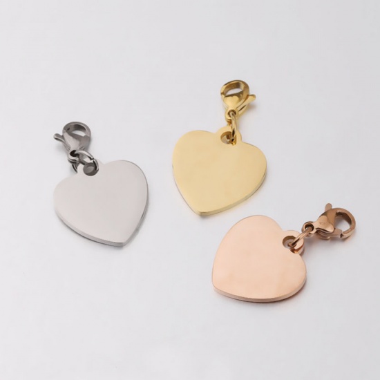 Picture of Stainless Steel Blank Stamping Tags Keychain & Keyring Multicolor Heart