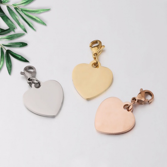 Picture of Stainless Steel Blank Stamping Tags Keychain & Keyring Multicolor Heart