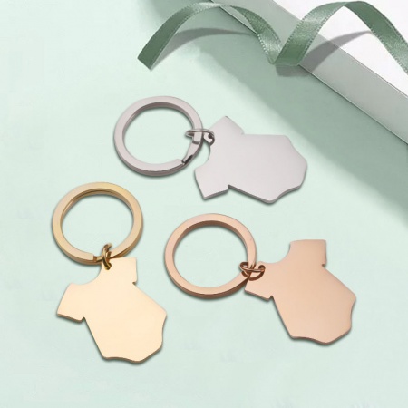 Stainless Steel Blank Stamping Tags Keychain & Keyring Multicolor Clothes 55mm x 26mm