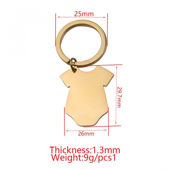 Picture of Stainless Steel Blank Stamping Tags Keychain & Keyring Multicolor Clothes 55mm x 26mm