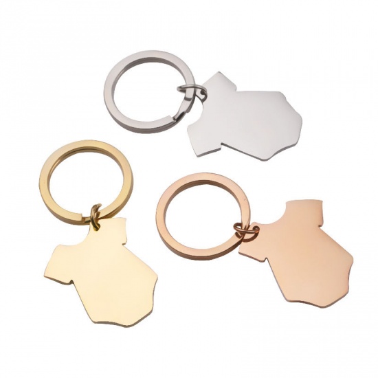 Immagine di Stainless Steel Blank Stamping Tags Keychain & Keyring Multicolor Clothes 55mm x 26mm